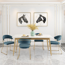 NORDIC MARBLE HOME DINING TABLE AND CHAIRS COMBINED LIGHT OUTDOOR TABLE AND CHAIRS SUIT LUXURIOUS DINING ROOM WITH DINING TABLE AND CHAIRS HOTEL GOLD