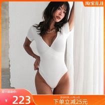 ITSNIKAR Monday City Series European and American sexy jumpsuit tight top white T-shirt women