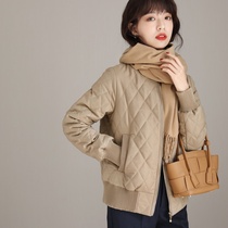 Zipped embossed rhombus cotton clothes woman short and small child 2021 autumn winter new stylish casual jacket cotton coat jacket