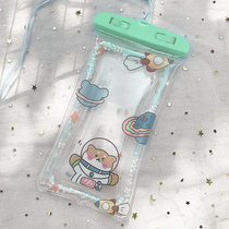 Cute transparent cartoon inflatable mobile phone waterproof bag touch screen swimming Photo Apple Huawei mobile phone universal waterproof cover