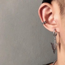 ins shield hip-hop ear clip retro disco earth cool trend pendant triangle personality arrow earrings men and women earrings