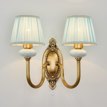 American all copper simple wall lamp Modern bedroom bedside lamp Nordic living room wall creative outdoor aisle wall lamp