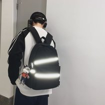 Pure Color Casual Double Shoulder Bag Student Bag Nylon Waterproof Backpack Teenagers Safety Glistening Bar Travel Double Shoulder Bag