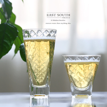 Round mouth square bottom transparent glass rhombus cold drink milk juice cup household beer thickened tea cup