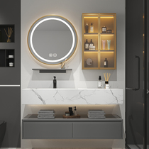 Light luxury Rock board one-body basin bathroom cabinet combination smart toilet wash table sink sink bathroom bathroom