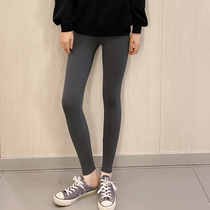 Autumn and winter black shark pants wear Barbie leggings high waist belly lift hip high elastic tight yoga pants Gray