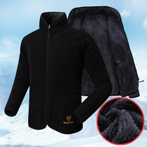 Autumn Winter Outdoor Grip Suede Clothing Male outdoor cardiovert thickened with velvety warm windproof anti-high chill jacket