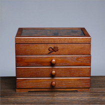 Large capacity jewelry box Chinese retro wooden jewelry storage box multi-layer classical dowry box