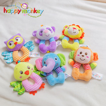 Baby 0-3-6 months Baby hand grip plush rattles can be imported cartoon BB stick pinch call toy 0-1 years old
