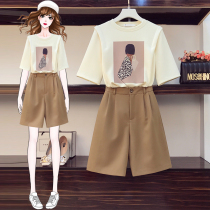 Large size womens fat sister mm Foreign Air Age two-piece set slim fashion casual shorts summer clothes 2020 New