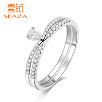 Joy Diamond White 18K gold diamond ring female double row pair Diamond drop diamond ring engagement wedding ring fashion real diamond new products