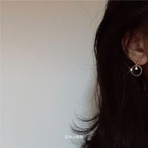 Day-of-the-day circle Little fresh Jedi Sweet Temperament Girl Hearts Super Fairy Asymmetry 925 Earrings Without Dongle Earrings