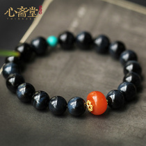 Xin Zhaitang natural blue tiger eye stone hand string Eagle Eye Stone single circle men and women cat eye bracelet jewelry Buddha beads National style