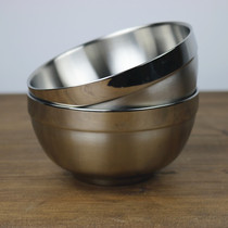 Two 304 stainless steel student Bowl adult bowl soup bowl heat insulation Bowl double anti-hot rice bowl Small Bowl