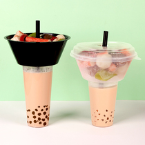 Black pineapple disposable cup Lazy cup Popcorn cup Milk tea drink cup tray Burst milk cup Fruit tray 100