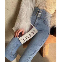 Jeans womens spring and autumn 2021 New High waist slim high slim body tight black nine foot pants autumn clothes