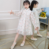 Next win girl's antique dress 2021 spring dress foreign style lace dress children's Chinese cheongsam princess dress