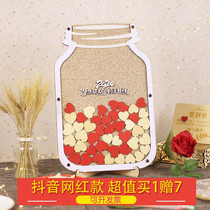 Atmospheric Creative Annual Meeting sign-in desk custom wood chip sign-in photo frame business event Mason bottle signature book Board Tree