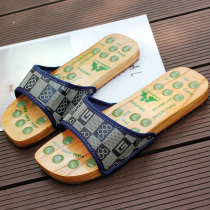 Wood slippers male recreational clogs Chinese style couple wooden shoes female summer board shoes foot foot foot foot massage slippers