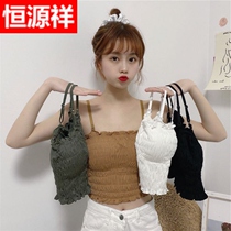 Hengyuan Xiang sling vest woman outside wearing summer display slim wrap chest-beating undershirt new inner lap 100 lap blouse pleated short