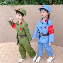 Kindergarten June 1 Red Star flashing clothes girl Lei Feng costume performance boys green small Eight Road military uniform