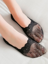 Socks womens summer thin boat socks lace socks Japanese cotton bottom shallow mouth deodorant low cut non-slip invisible black stockings