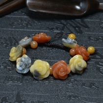 1# Natural Xinjiang Gobi Jade Bracelet rose bracelet surface material colored jade color stone color