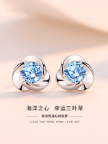 Pure Silver Earrings Female Inlaid Zircons 2022 New Tide Earrings Marine Heart Ear Accessories 18K A