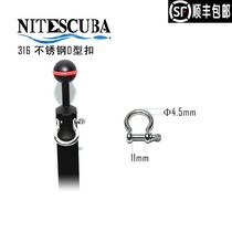 NiteScuba Knight Dive 316 Stainless Steel D-buckle Portable Rope Camera Bracket Connecting Hook buckle Horseshoe Buckle