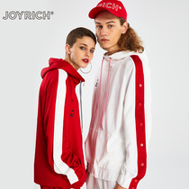 JOYRICH Official Tide Brand Spring and Summer Couple Open Sleeve Loose Hooded Sports Zipper