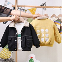 Baby foreign air jacket 2021 new autumn and winter clothing Han version boy denim jacket baby 100 lap gush blouse
