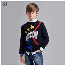 ICE ICEBERG childrens clothing autumn and winter fashion boys color five-pointed star letter knitted sweater pullover