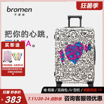 Not Lemaze Net Red Suitcase Woman 24 inch Graffiti DIY large capacity pull bar box Mens fashion suitcase den case