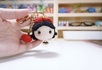 Hand-wool diy doll key knitting tutorial Snow White and Apple hook needle