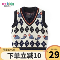 Baby spring and autumn knitted vest baby wool horse clip boy cotton vest childrens clothing womens outer waistcoat sweater