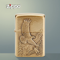 American original ZIPPO lighter Alpine Eagle brushed gold badge 20854 men lettering