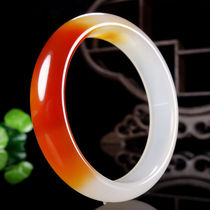 Drain Collection grade red and white material 58 inner diameter < Leaning Leaning City > Jade Bracelet hz01450 sending certificate