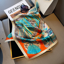 Song Nsa New 100% Genuine Silk Scarves Lake Blue Orange Temperament Spring Autumn Small Square Towels Silk Scarf scarves 100 hitch