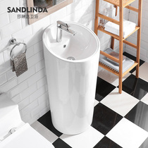 Simple round column washbasin integrated floor-to-ceiling toilet balcony sink ceramic sink basin