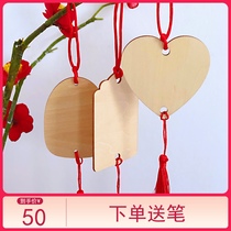 (50)Holiday decoration wooden listing scenic temple handwritten wish blessing prayer card custom LOGO