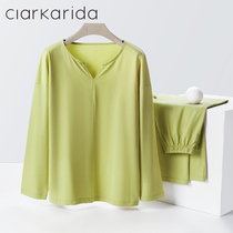 Ladies pajamas womens autumn cotton long sleeves trousers thin loose cotton can be worn outside the girls loungewear set