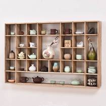 Solid wood teacup rack Multi-treasure cabinet storage display rack Bogu rack storage rack Wall hanging Purple Sand teapot tea cabinet wall hanging