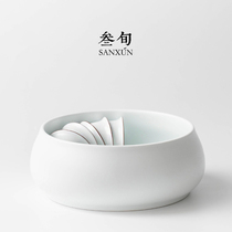 Three-year fat white ceramic tea wash large wash cup wash pen wash household tea dregs tank water glass kung fu tea ceremony accessories