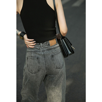 Mogas 丨 A pair of all snowflake fried color pure cotton nostalgic retro gray dad jeans female spring and autumn