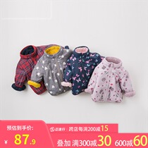 David Bella childrens coat autumn new boys and girls printed plus velvet warm top wear on both sides