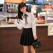 Japanese jk uniform female original summer long-sleeved white shirt Student college style high school student graduation season class suit set