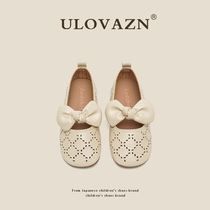 (Japan Ulovazn children's shoes) Girls Princess shoes butterfly knot baby shoes 2022 new children's leather shoes