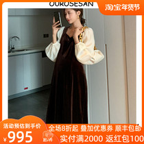 OUROSESAN pregnant women are fashionable and autumn-dressed with velvet in long-sleeved dress