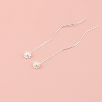 s925 silver rudaisy current Suearline female Korean version of simple frescoed flowers small crowdsourced design suitable for round earrings