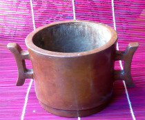 Red copper color pure copper incense stove weighs 750 gr high imitation flat double Dragon ear Daming oven